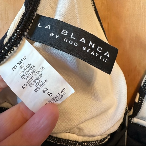 La Blanca Bikini Halter Black and White Tie Swimsuit Top - Picture 8 of 10